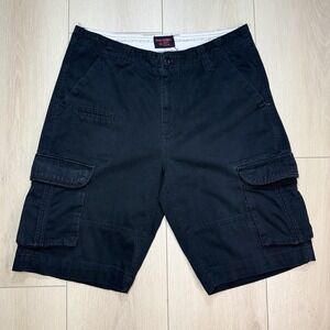 Foot Locker Cargo Shorts Mens 33 Black Cotton Utility Y2K Streetwear Style Fit
